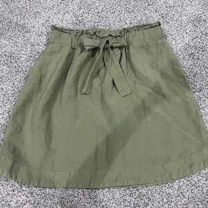 A New Day Army Green Elastic Waist Drawstring Linen Blend Mini Skirt Size M